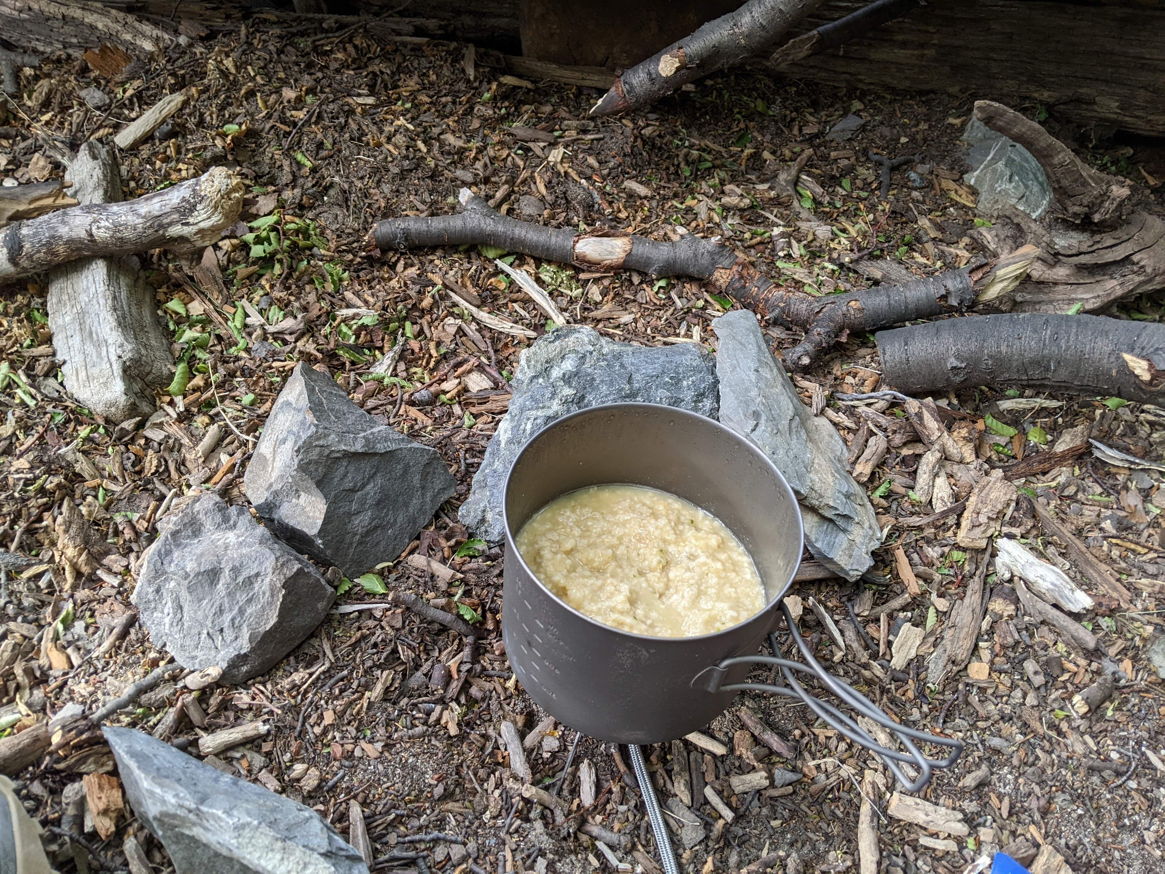 The pot with our morning oatmeal