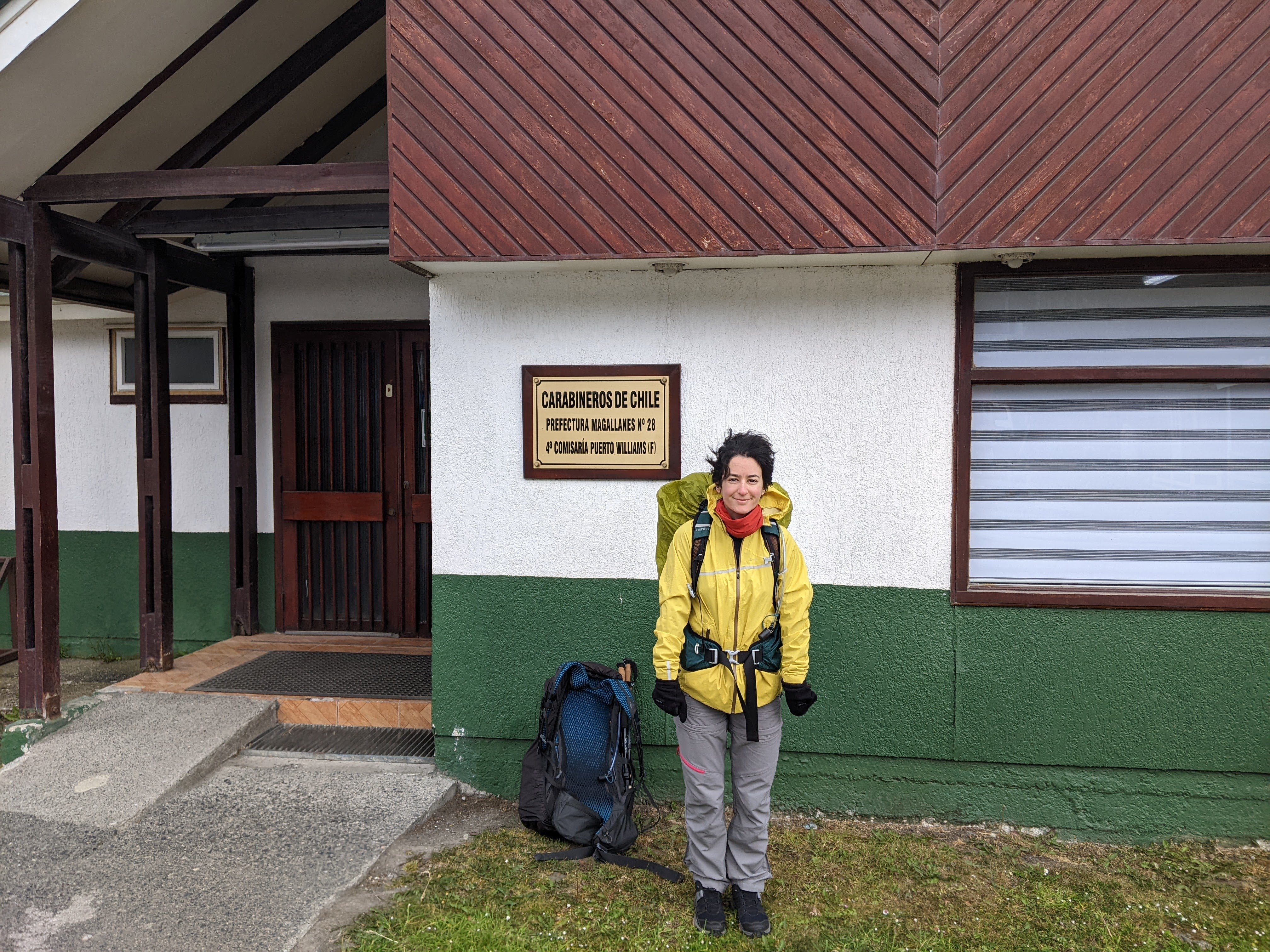 Iris in front of the Cariberineros Office in Puerto William